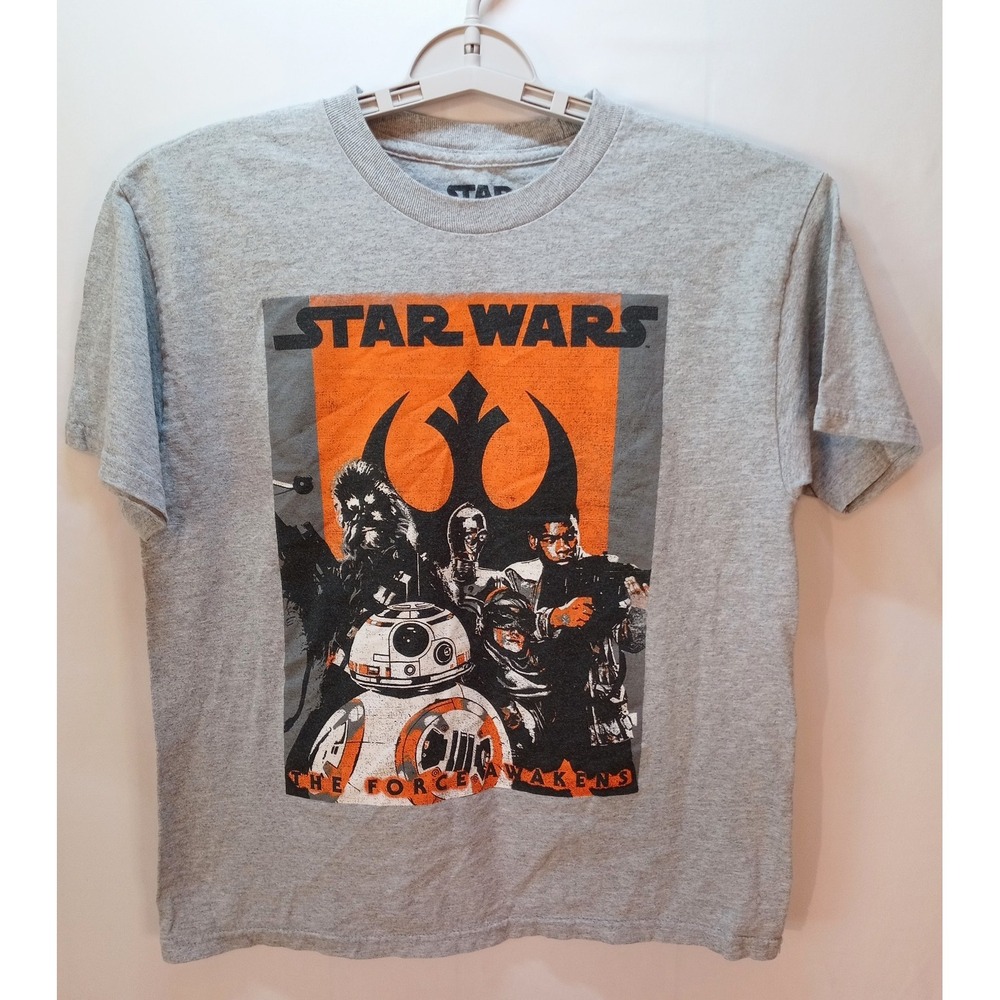 Star Wars The Force Awakens Men's T-Shirt, Large BB-8, Chewbacca, Finn, R2-D2
